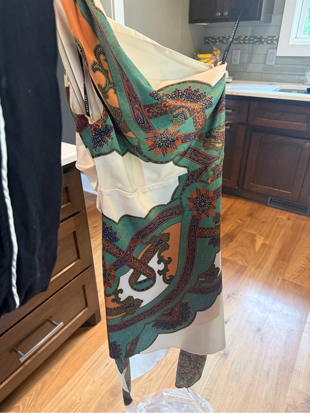 Marciano by Guess Hidden Treasure one shoulder dress with gold. Gorgeous! - Picture 5 of 9